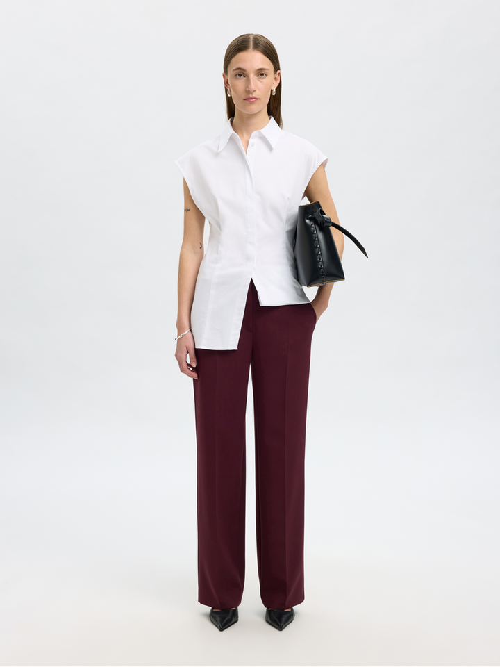 Bordeaux kleurige geklede broek Selected