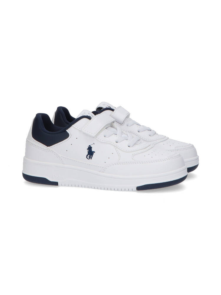 White tumbled navy lage sneakers Ralph Lauren 