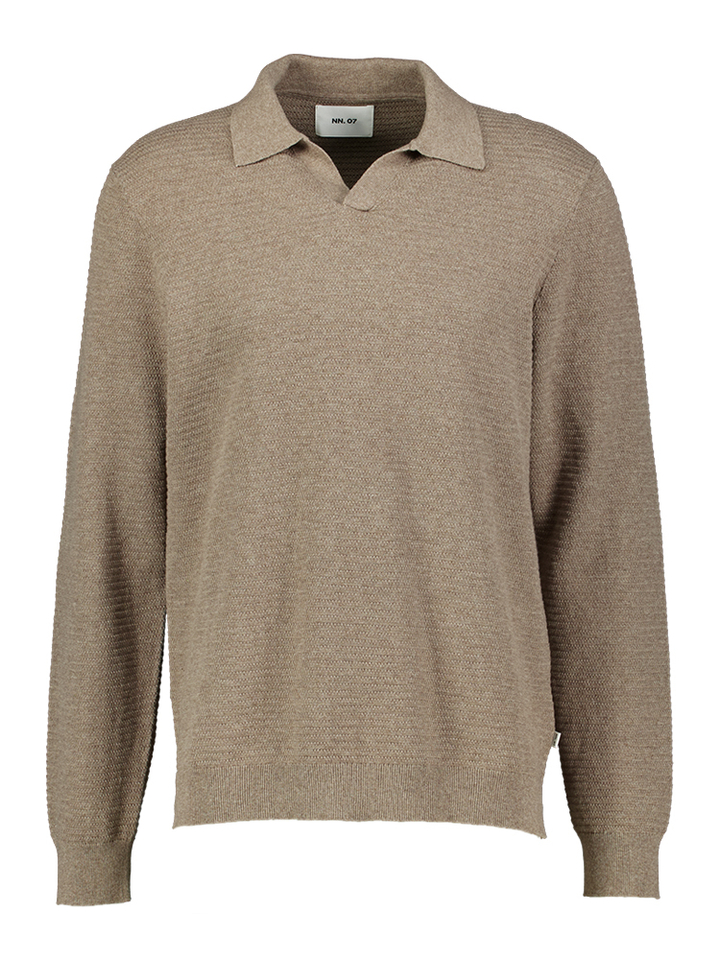 Taupe kleurige polo met structuur Paul NN.07