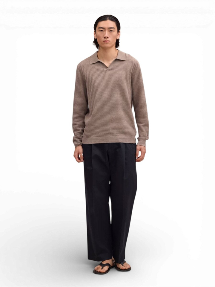 Taupe kleurige polo met structuur Paul NN.07