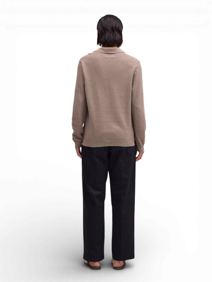 Taupe kleurige polo met structuur Paul NN.07