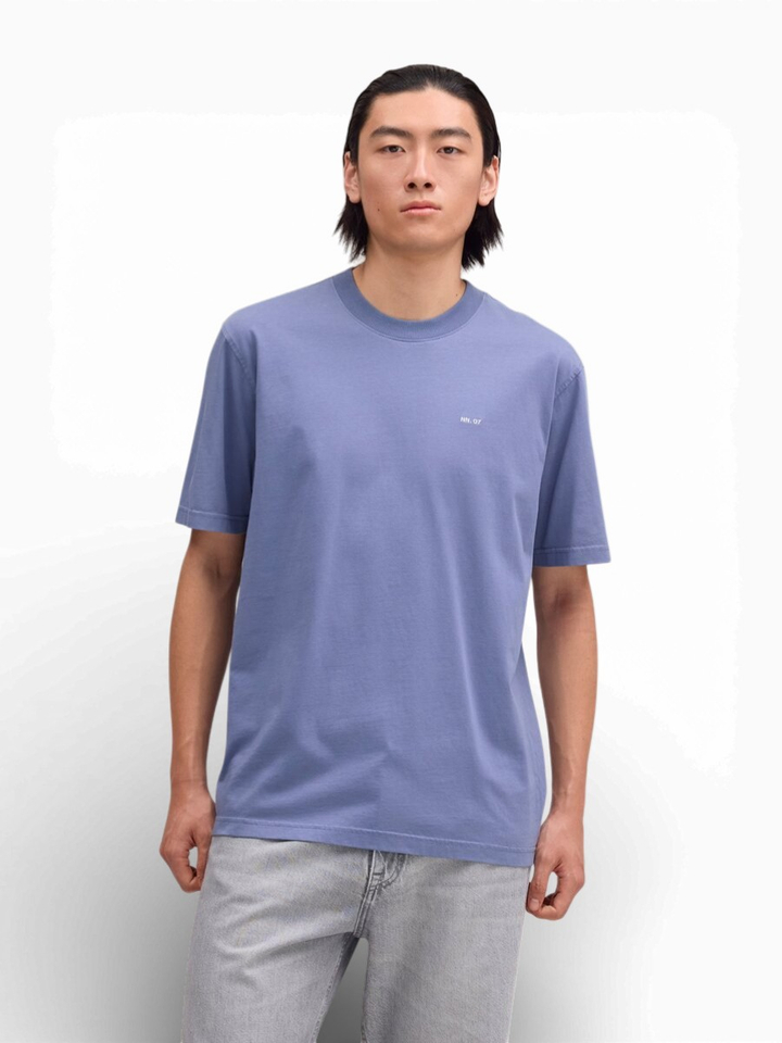 Blauwe katoenen T-shirt Adam NN.07