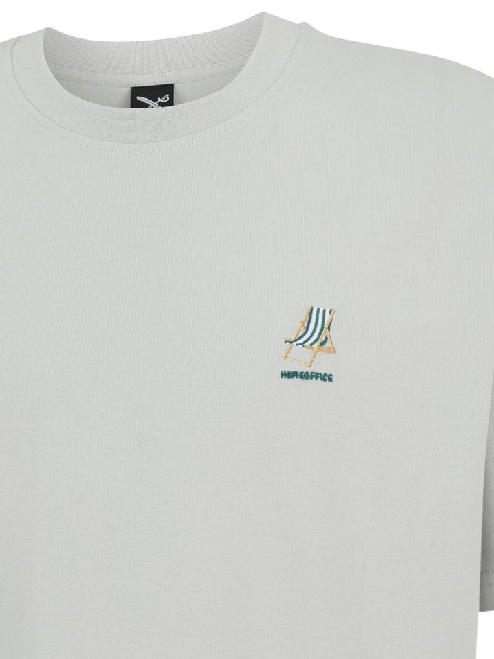 Blauwe t-shirt met strandstoel Homeoffice Iriedaily