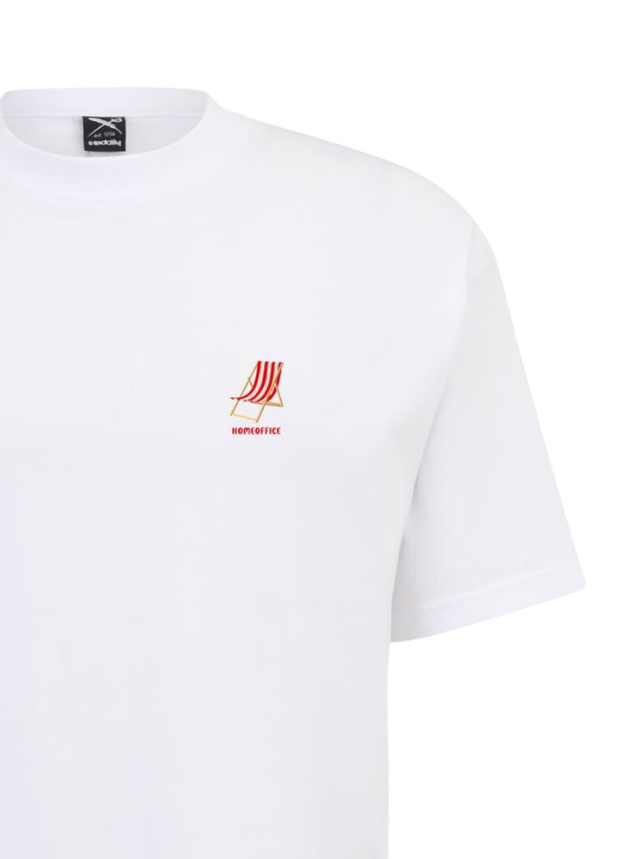 Witte t-shirt met borduur Homeoffice Iriedaily
