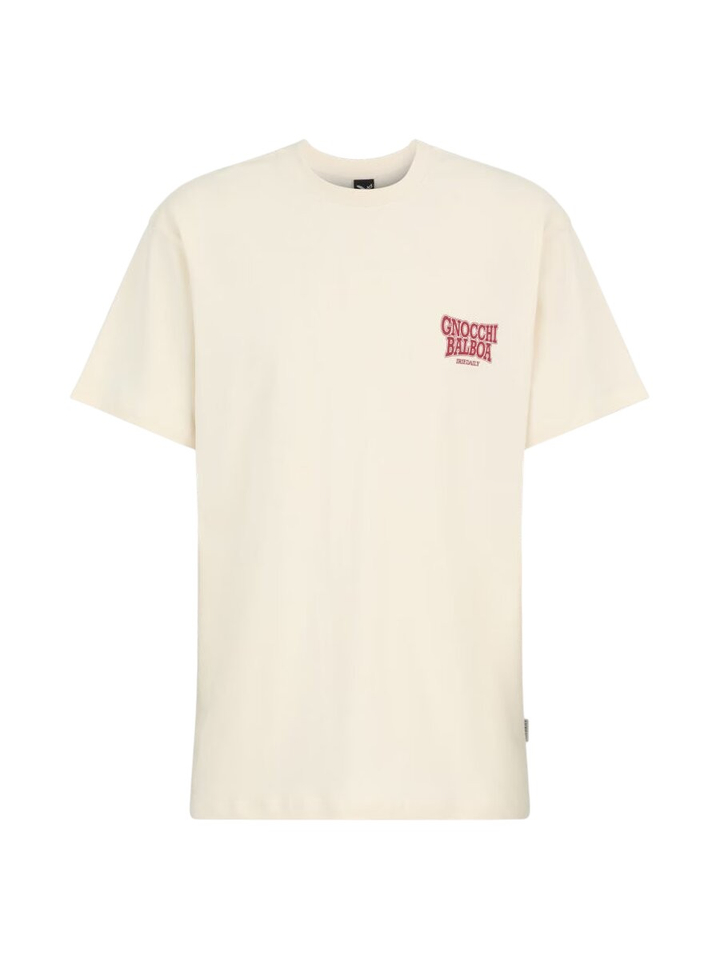 Beige t-shirt met print op de rug Gnocci Iriedaily