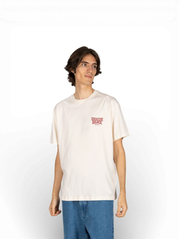 Beige t-shirt met print op de rug Gnocci Iriedaily