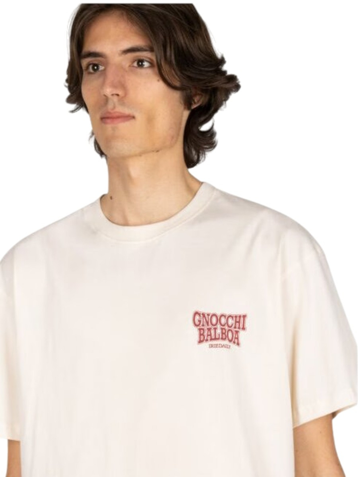 Beige t-shirt met print op de rug Gnocci Iriedaily