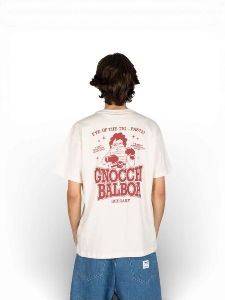 Beige t-shirt met print op de rug Gnocci Iriedaily