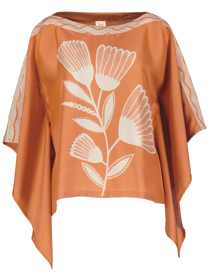 Roestkleurige bloes met print Mariet K&J