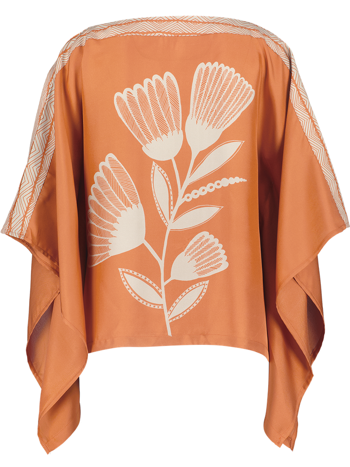 Roestkleurige bloes met print Mariet K&J