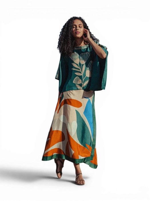 Groene bloes met print Mariet K&J
