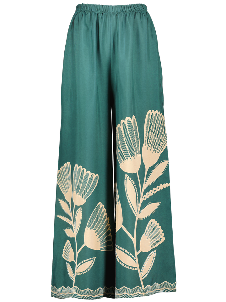 Groene losse broek met print Marley K&J