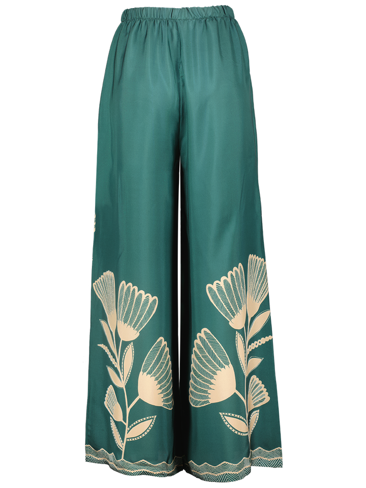 Groene losse broek met print Marley K&J