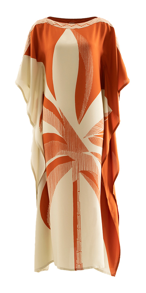 Roestkleurige jurk met print Marisol K&J