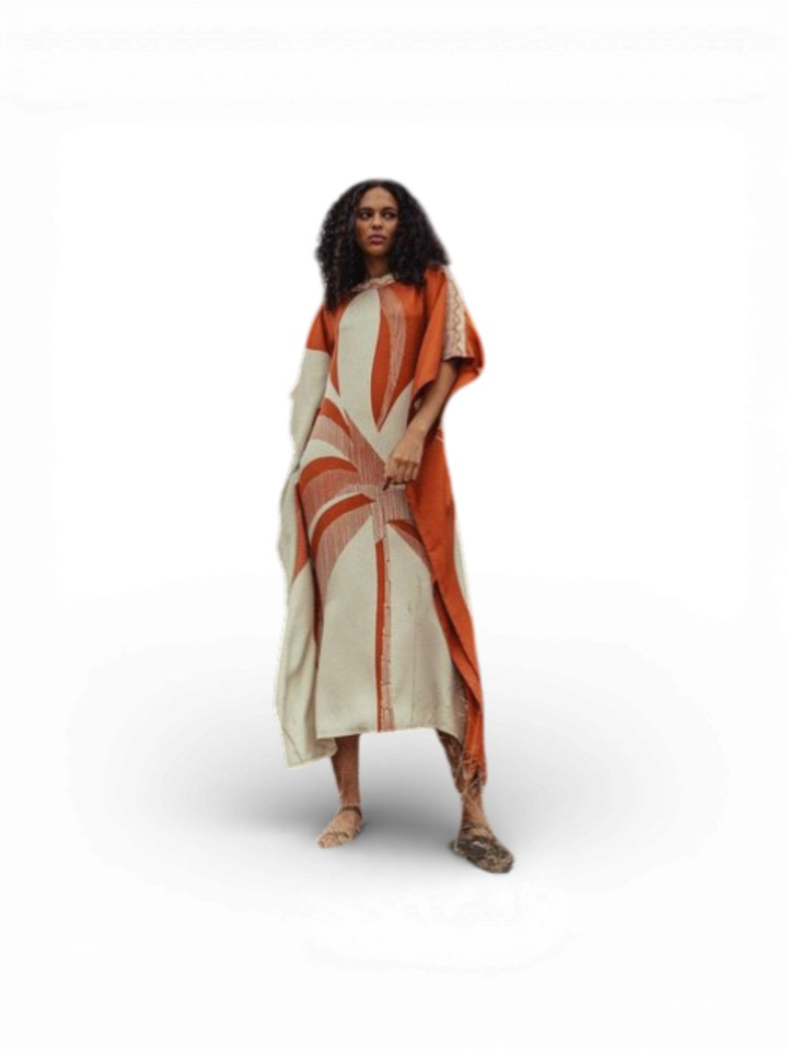 Roestkleurige jurk met print Marisol K&J
