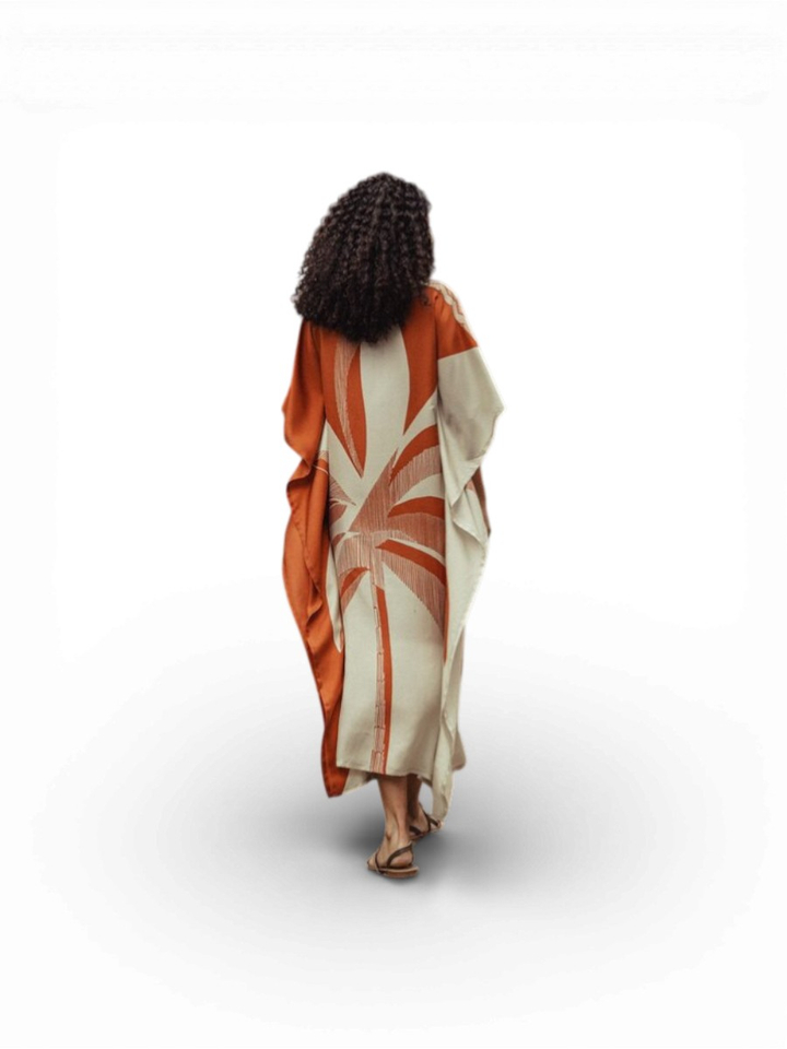 Roestkleurige jurk met print Marisol K&J