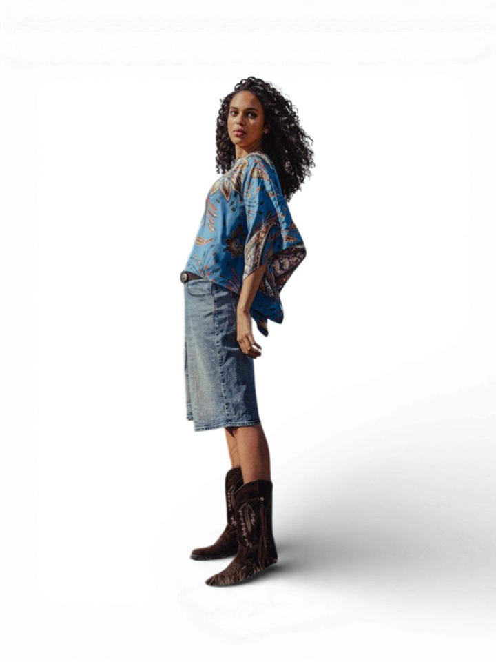 Blauwe bloes met print Mila K&J