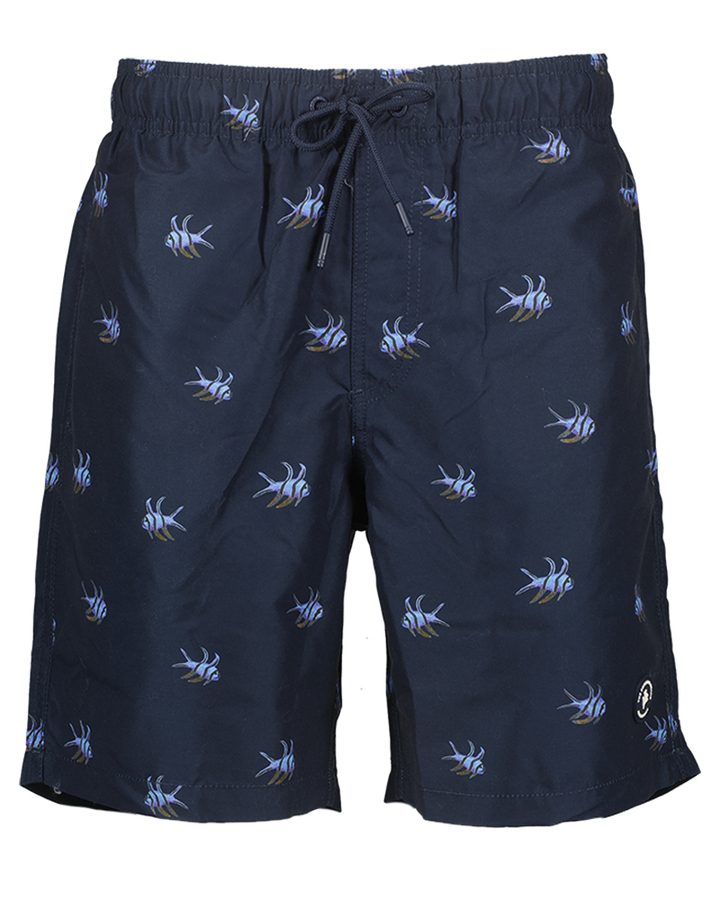 Donkerblauwe zwemshort met vis opdruk Mike Multi Fish Shiwi 