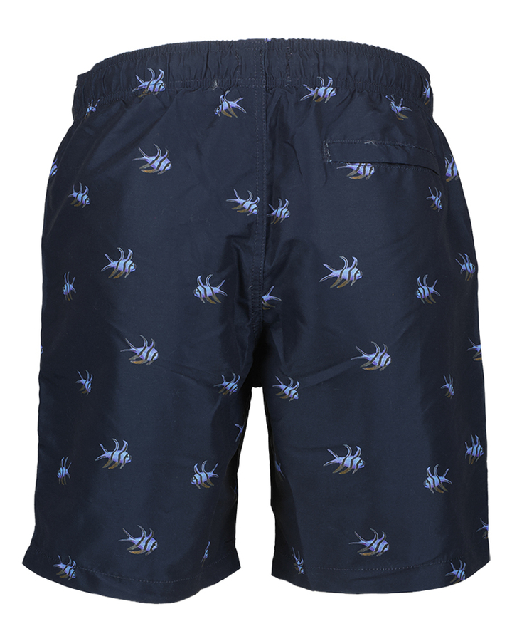 Donkerblauwe zwemshort met vis opdruk Mike Multi Fish Shiwi 