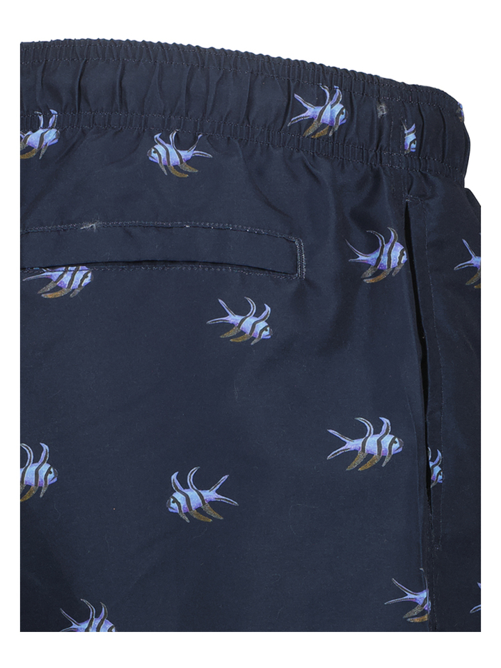 Donkerblauwe zwemshort met vis opdruk Mike Multi Fish Shiwi 