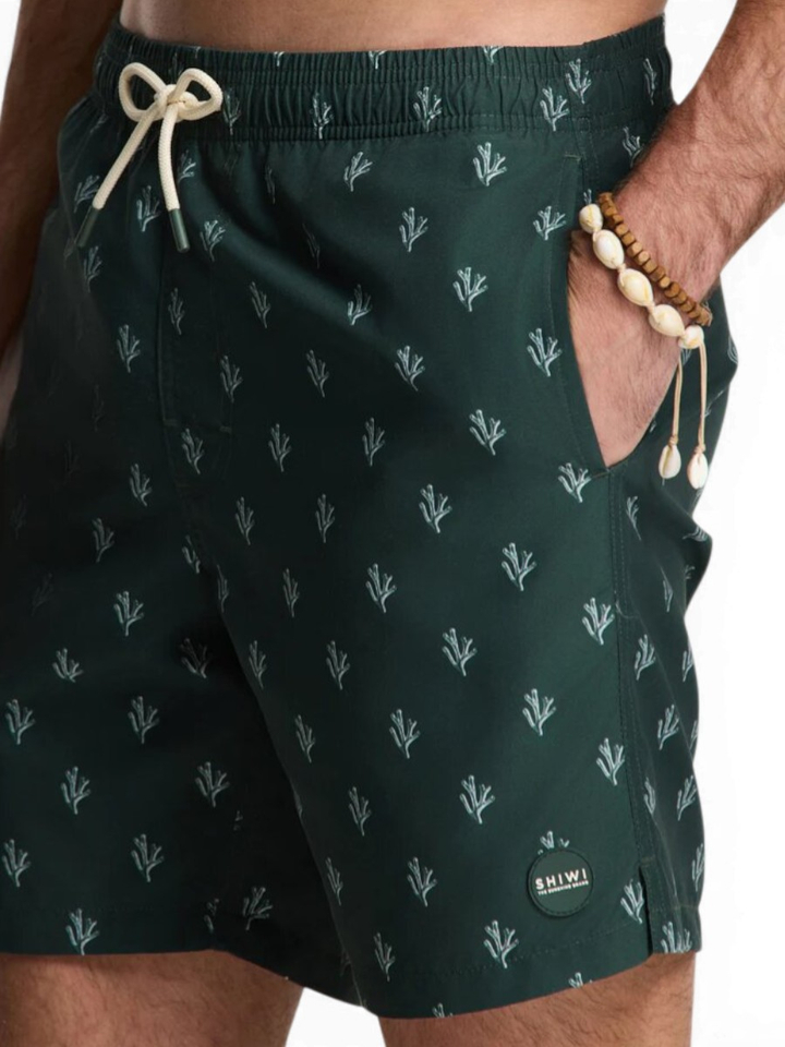 Donkergroene zwemshort met patroon Shiwi