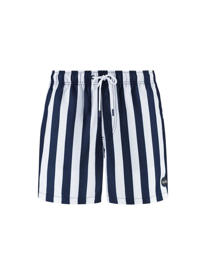Blauwe en witte gestreepte zwemshort Broad Stripe Shiwi