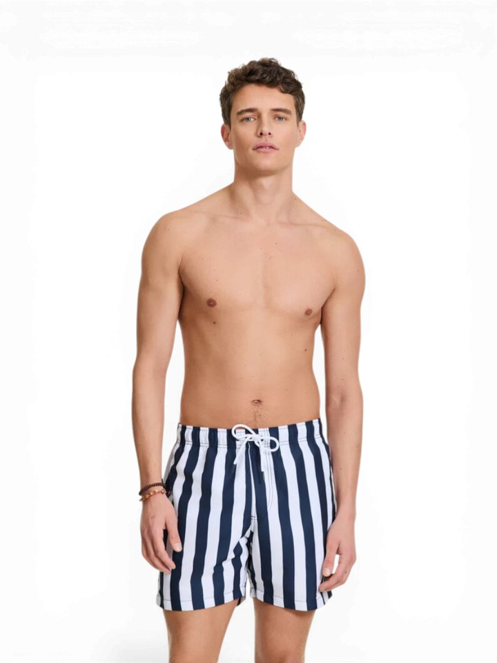 Blauwe en witte gestreepte zwemshort Broad Stripe Shiwi
