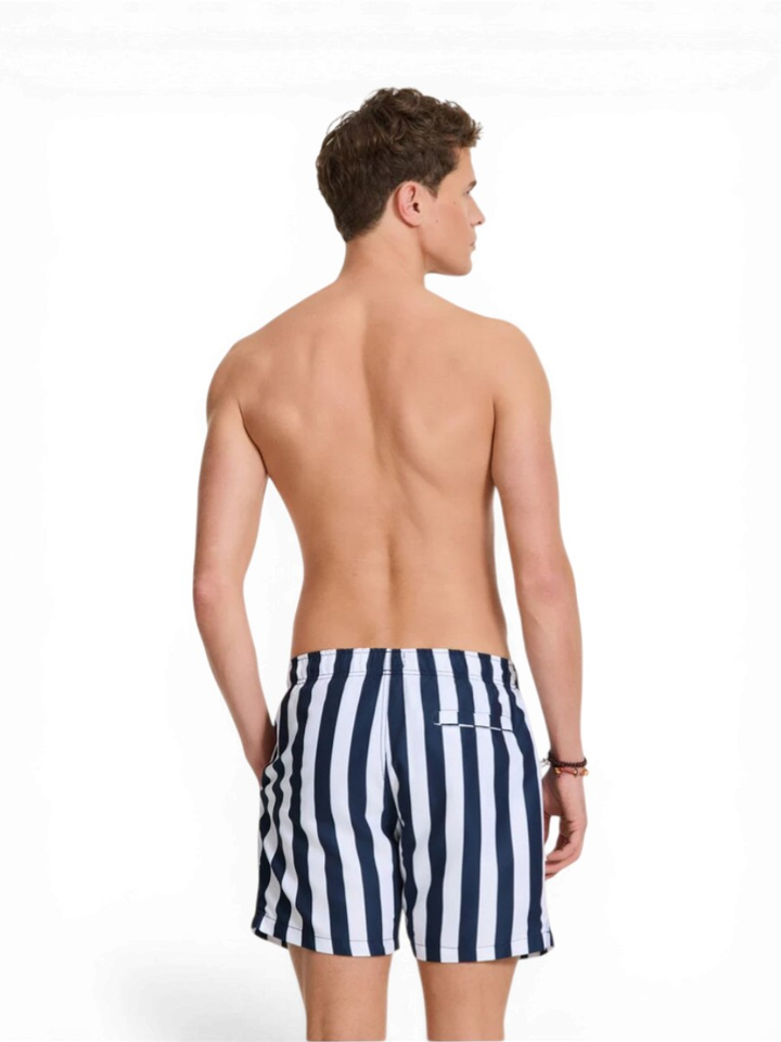 Blauwe en witte gestreepte zwemshort Broad Stripe Shiwi