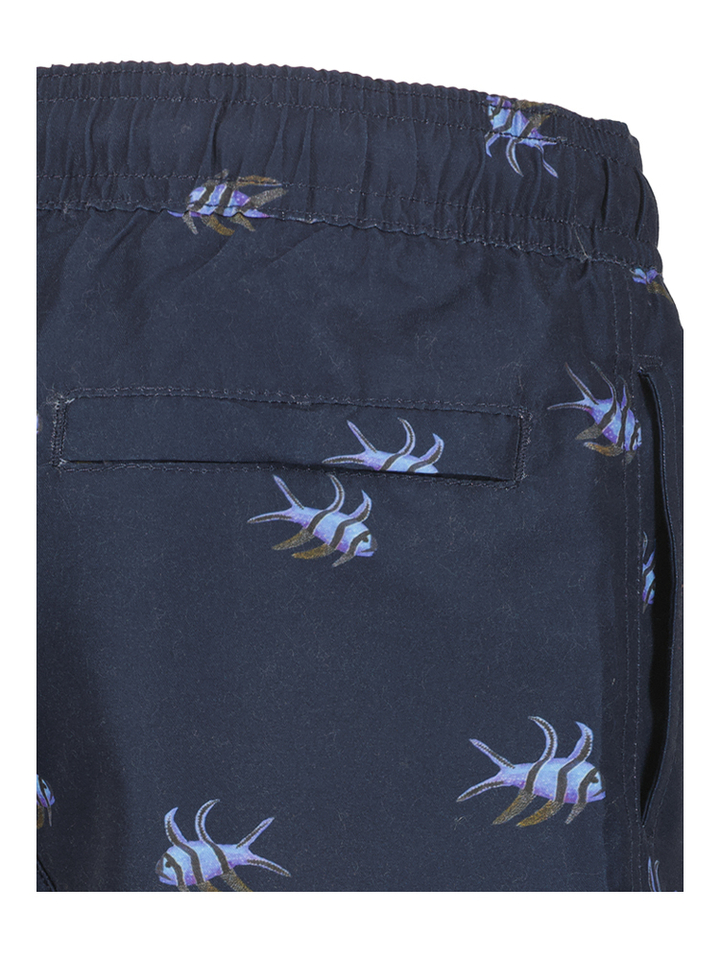 Donkerblauwe zwmeshort met vissen Milo Shiwi