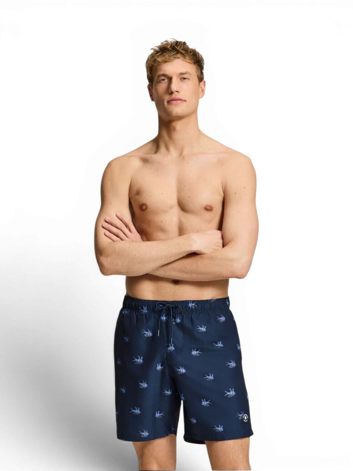 Donkerblauwe zwmeshort met vissen Milo Shiwi