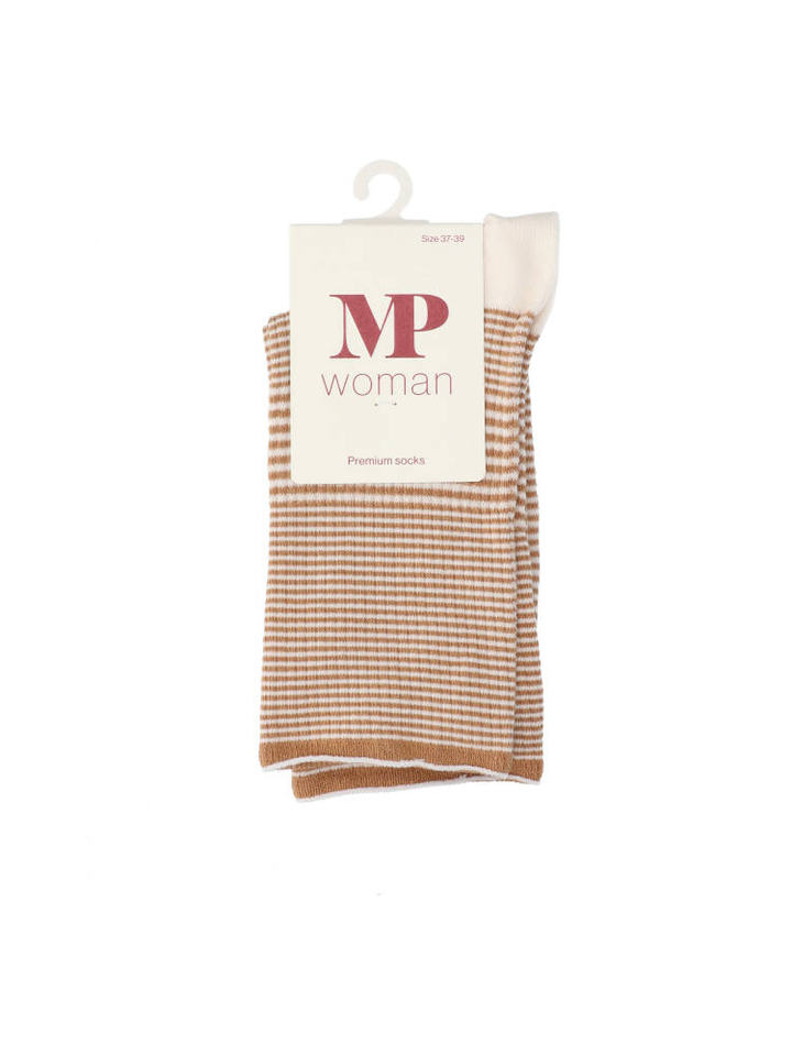 Beige sokken met cognac strepen Mp Denmark