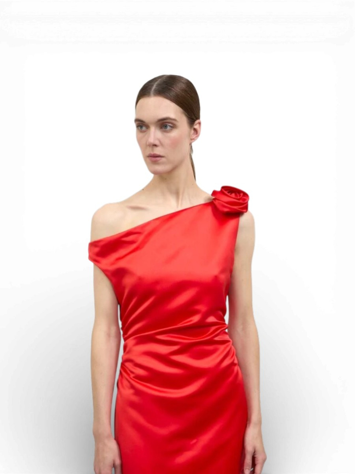 Rode feestelijke maxi-jurk met split Loewe Rhune 