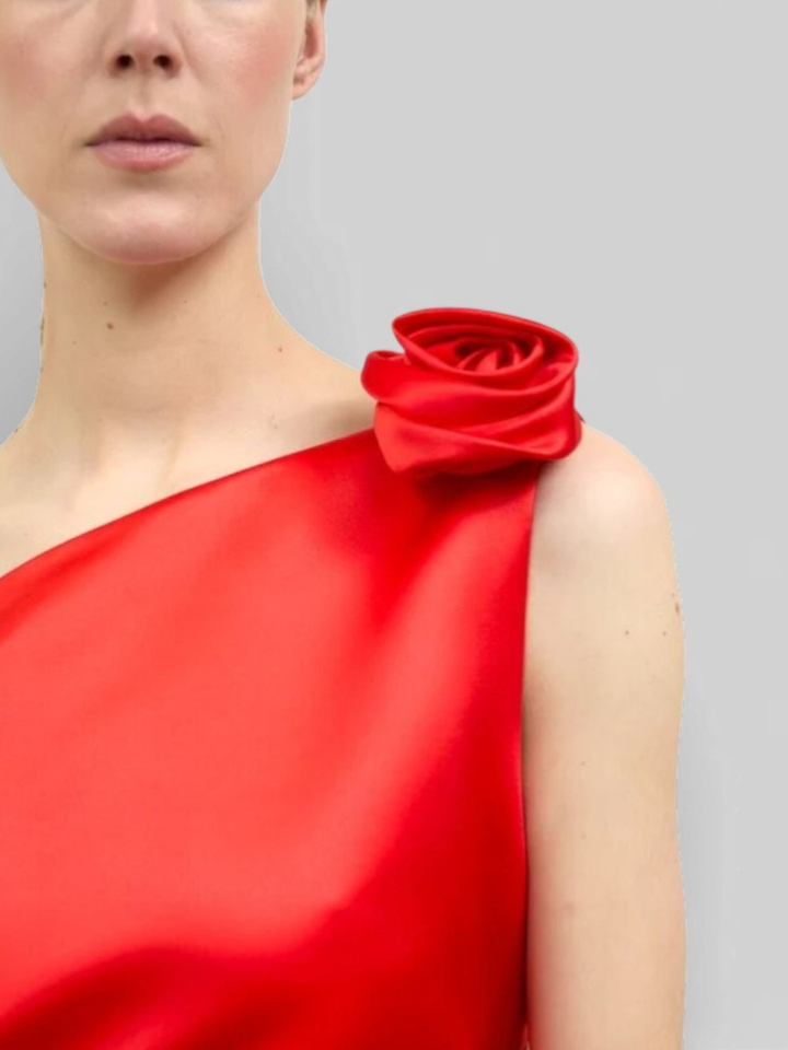 Rode feestelijke maxi-jurk met split Loewe Rhune 