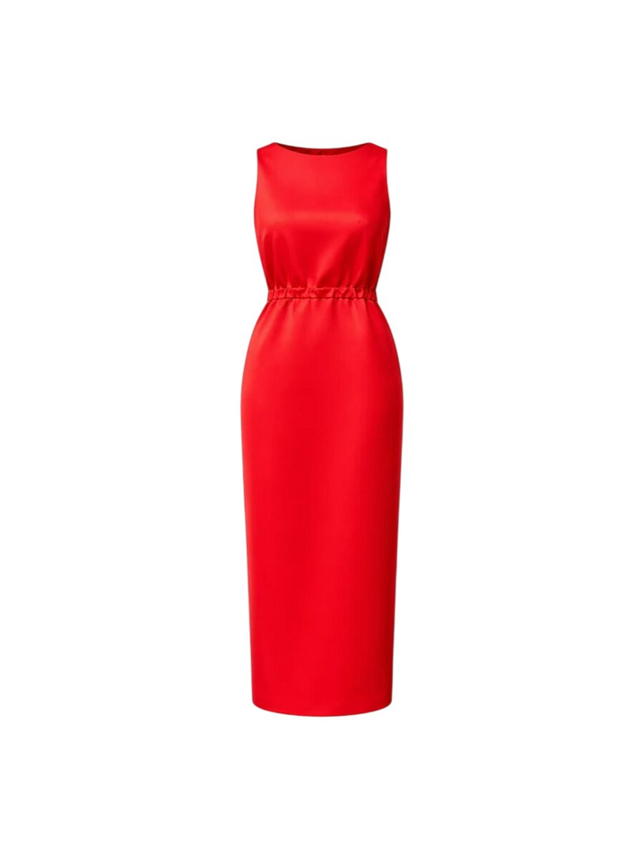 Rode geklede maxi-jurk met split Julia Rhune 