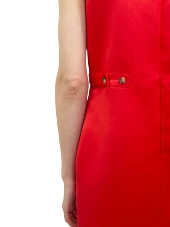 Rode geklede maxi-jurk met split Julia Rhune 