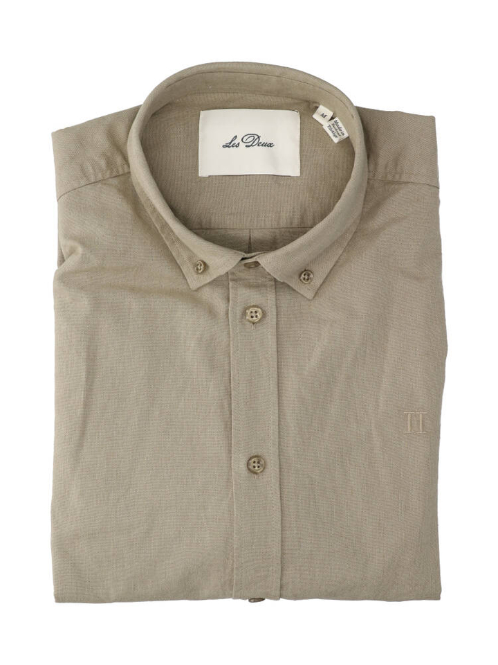 Groen linnen hemd (regular fit) met lange mouwen Les Deux 