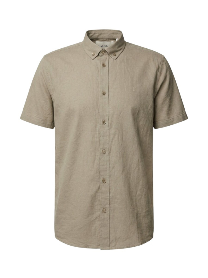 Laurel oak sand linnen hemd (regular fit) met korte mouwen Les Deux