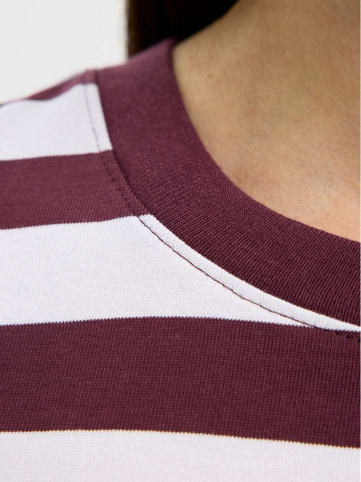 Bordeauw en witte gestreepte katoenen t-shirt Selected 