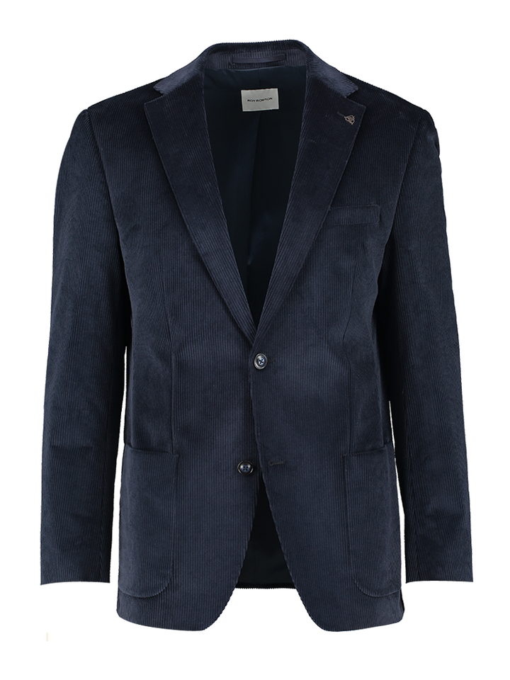Donkerblauwe blazer in ribfluweel regular fit Roy Robson 