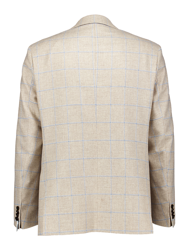 Beige regular fit blazer met lichtblauw motief Sakko Roy Robson