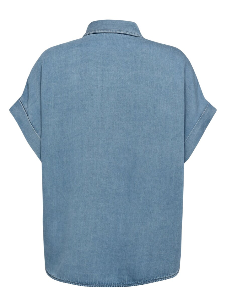 Blauwe soepelvallende jeansbloes Elida Numph