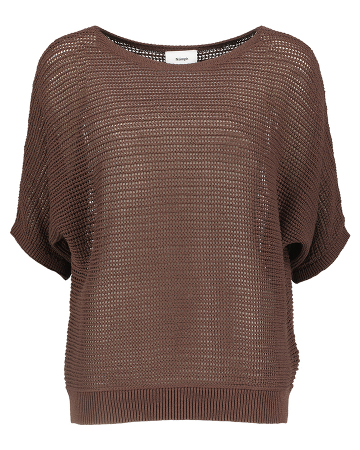 Bruine gehaakte trui met boothals Erikka Numph