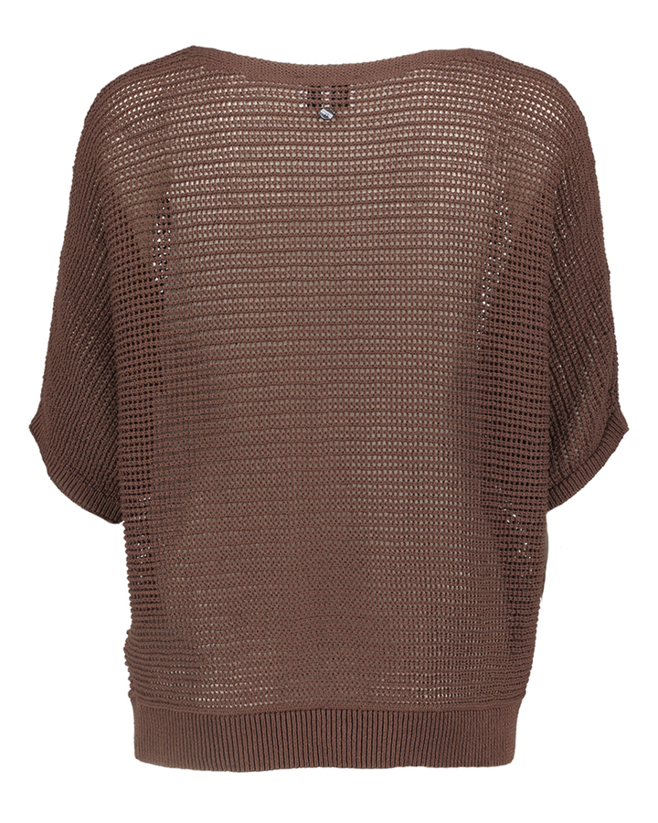 Bruine gehaakte trui met boothals Erikka Numph
