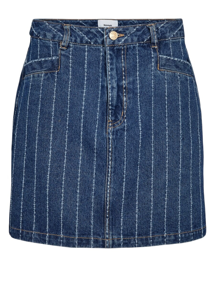 Blauwe jeansrok met streep detail Atlanta Numph