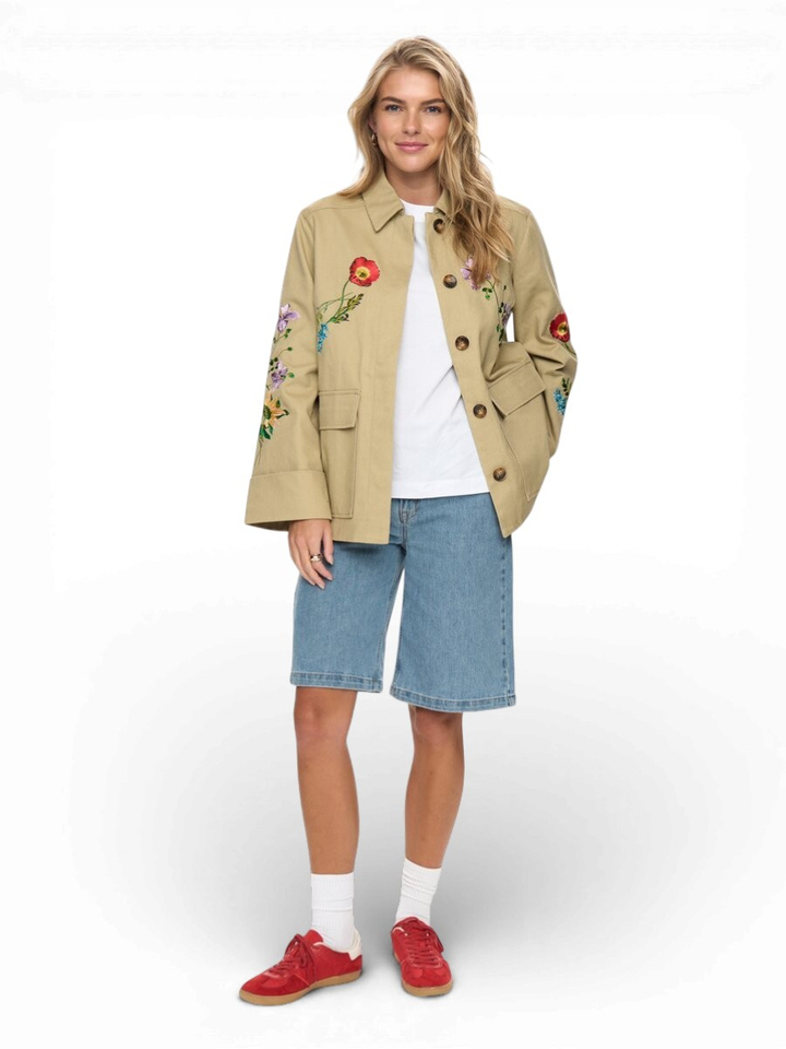 Beige veste met bloemenprint Nu Vivalli Numph 