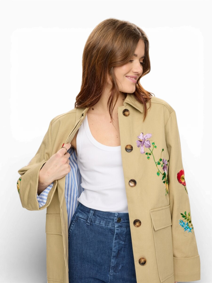 Beige veste met bloemenprint Nu Vivalli Numph 