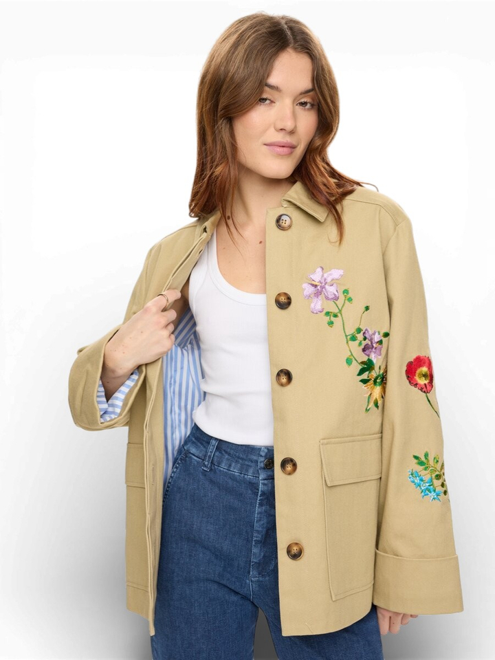 Beige veste met bloemenprint Nu Vivalli Numph 