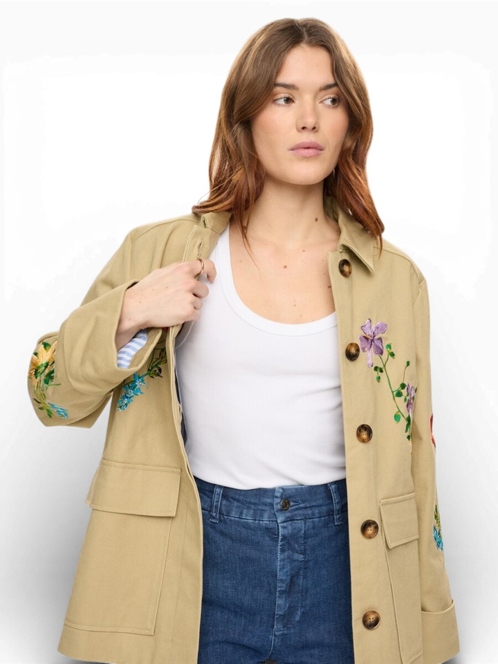 Beige veste met bloemenprint Nu Vivalli Numph 