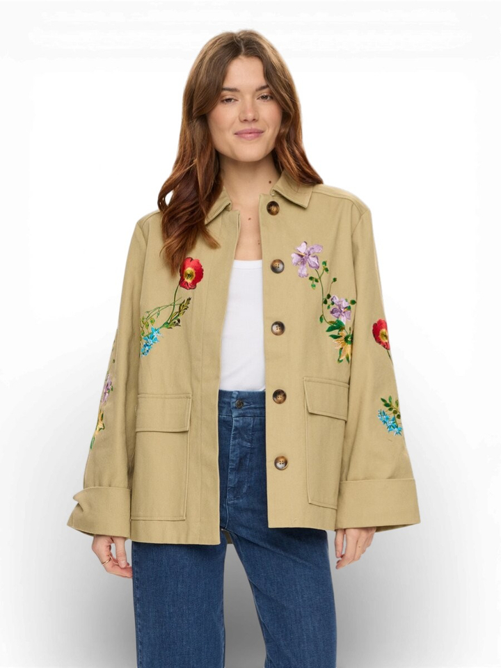 Beige veste met bloemenprint Nu Vivalli Numph 