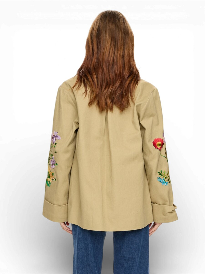 Beige veste met bloemenprint Nu Vivalli Numph 